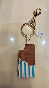 Choc Ice Blue Leather Keyringring