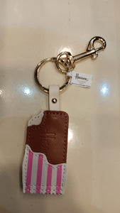 Choc Ice Pink Leather Keyringring