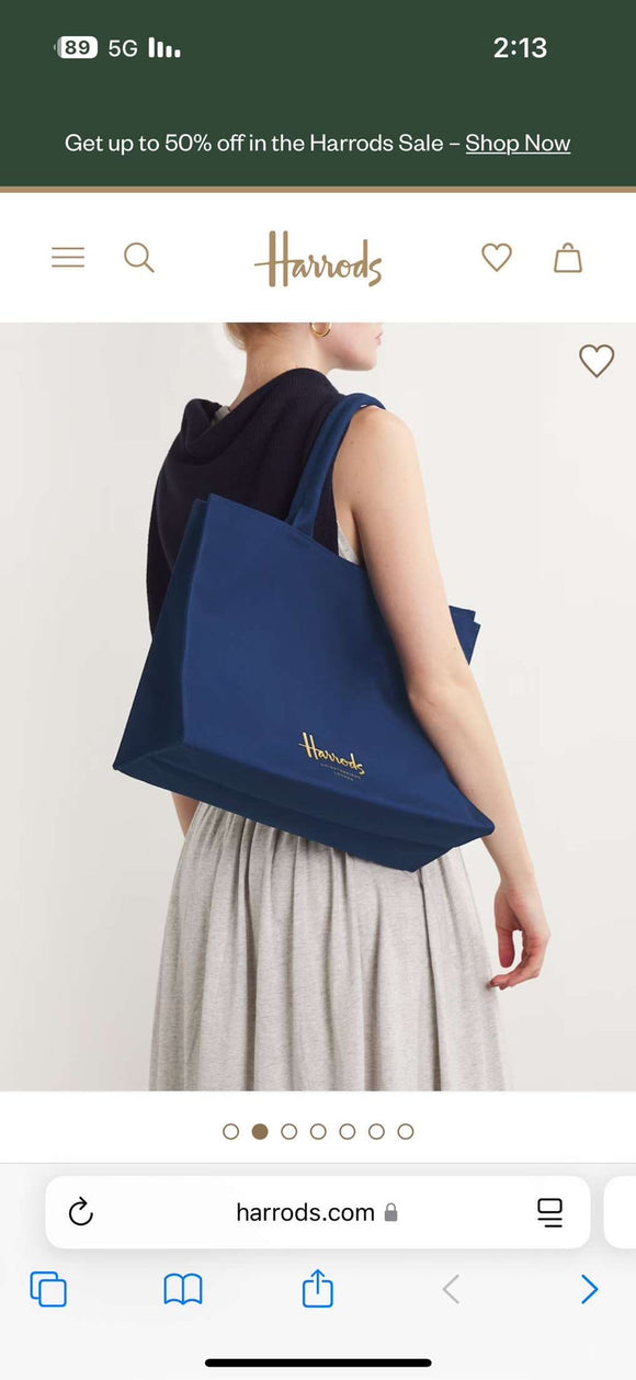 Harrods
Large Cotton Logo Tote Bag ( Navy)