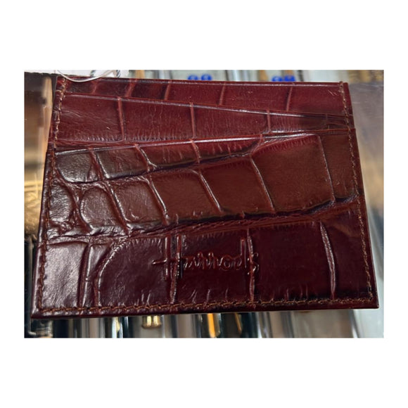 Ren Merlot Croc Leather Card Holder
