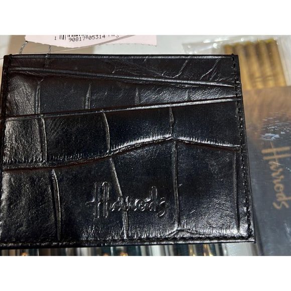Ren Black Croc Leather Card Holder