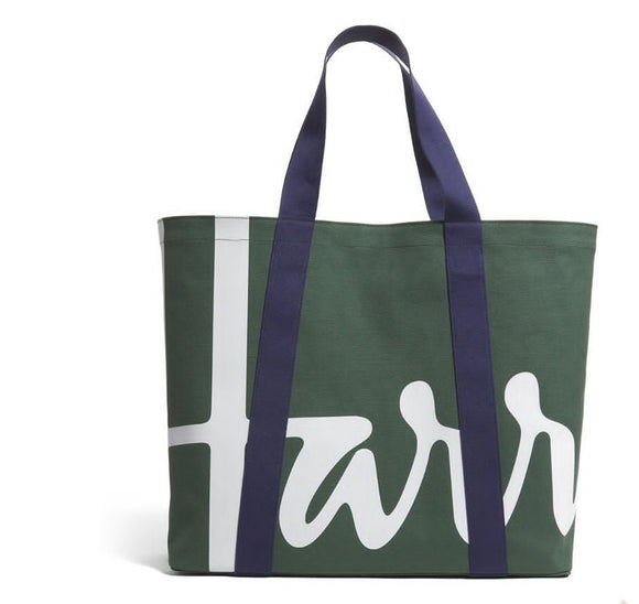 Harrods large cotton logo tote bag (Navy&Forest Green)