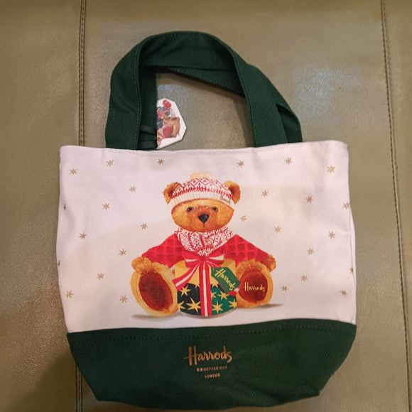 Harrods x mas bear with present small shopper bag