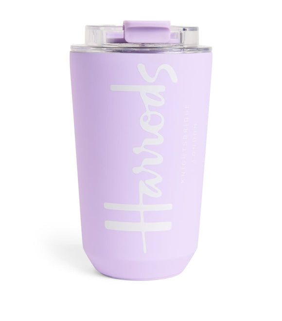 Logo travel cup lavender...كوب سفر بشعار هارودز لون لافندر