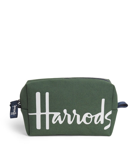 Harrods Logo Dark Green Cosmetic Bag...حقيبة مكياج لون اخضر غامق بشعار هارودز