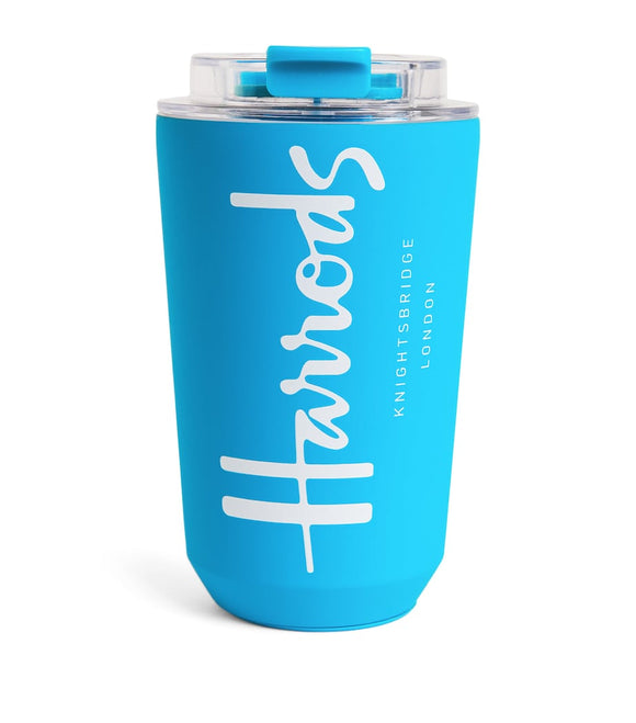 Logo travel cup blue...كوب سفر بشعار هارودز لون أزرق
