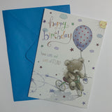 Happy Birthdy Have Lots and Lots of Fun Teddy on Bicycle Card and Envelope
