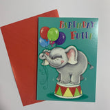 Birthday Fun Elephant Baloons Card and Envelope