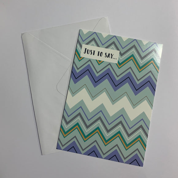 Just to Say... Blue Zig Zag Plain Card and Envelope