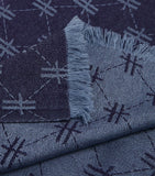 Woven H Logo Navy Wool Scarf