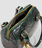 Micro Mini Green Snake-Embossed Barrel Grab Bag