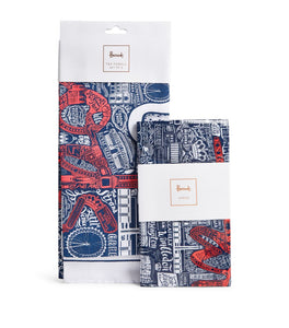 Harrods Picture Font Tea Towel and Apron Set