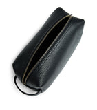 Wembley Black Logo Leather Wash Bag