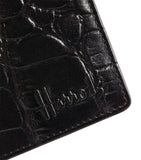 Croc-Embossed Leather Black Logo Wembley Wallet