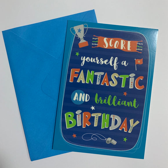 Score Yourself a Fantastic and Brilliant Birthday Blue Card and Envelope