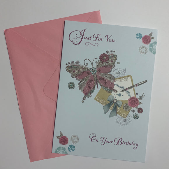 Just For You On Your Birthday Butterfly Card and Envelope