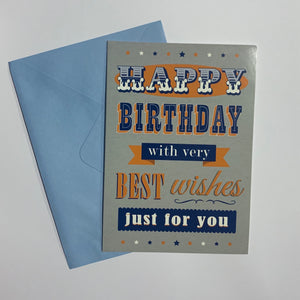 Happy Birthday With Very Best Wishes Card and Envelope