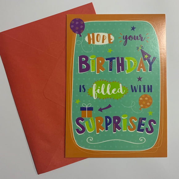 Hope Your Birthday is Filled With Surprises Card and Envelope