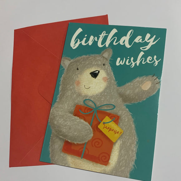Birthday Wishes Bear Card and Envelope