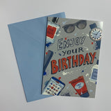 Enjoy Your Birthday Blue Card and Envelope