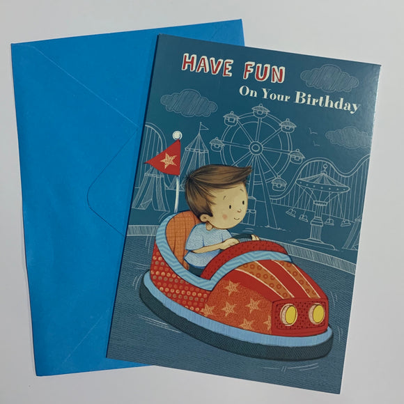 Have Fun on Your Birthday Bumper Car Card and Envelope