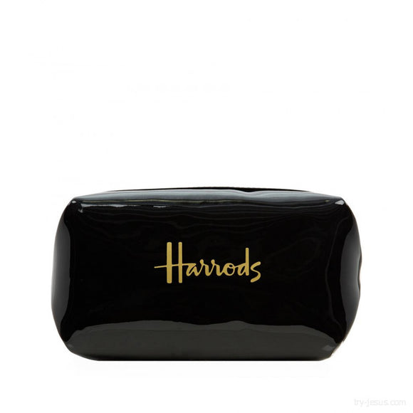 Harrods Logo Black Square Cosmetic Bag