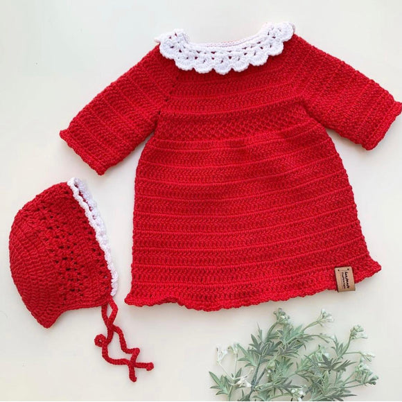 Crochet Red Dress Set