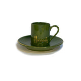 Harrods Green Logo Espresso Cup and Round Saucer