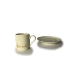 Harrods Cream Logo Espresso Cup and Round Saucer