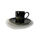 Harrods Black Logo Espresso Cup and Round Saucer
