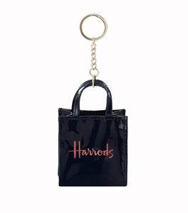 Mini Navy Logo Shopper Bag Harrods Keyring