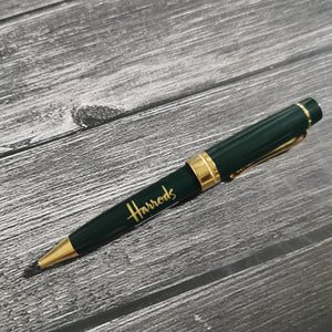 Harrods Logo Ball Point Blue-Ink Green Pen