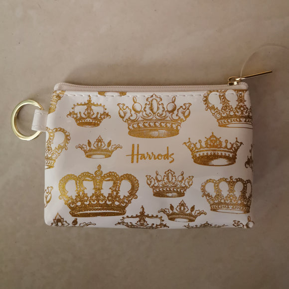 Harrods London Gold Faux Leather Wristlet Wallet Makeup Bag. Preowned See  Pics | eBay