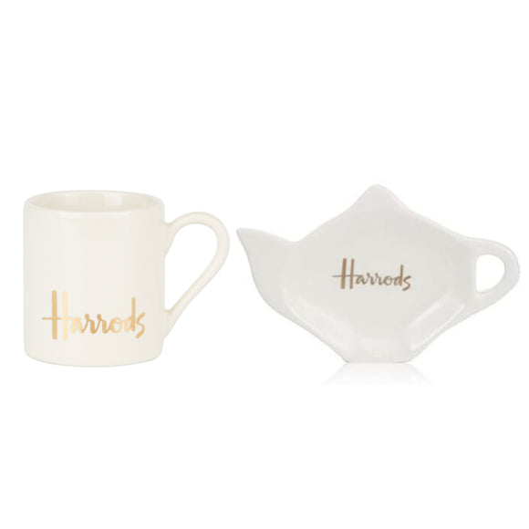 Harrods Cream Logo Espresso Cup and Saucer