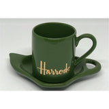 Harrods Green Logo Espresso Cup and Saucer