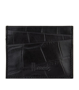 Crocodile-Embossed Leather Cardholder Black