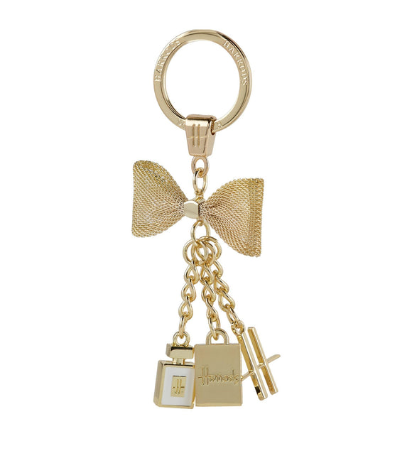 Harrods Bow and Charms Gold Keyring