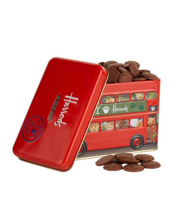 Harrods London Bus Tin with chocolate buttons