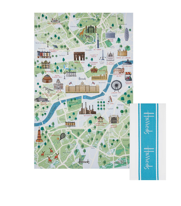 Harrods London Guide Map Tea Towel Set of 2