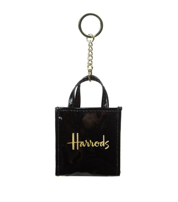 Mini Black Logo Shopper Bag Harrods Keyring