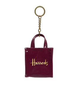 Mini Burgundy Logo Shopper Bag Harrods Keyring