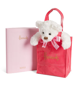 Harrods Notebook and Pink Bear in a Bag