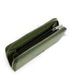 Leather Kensington Long Zip Wallet Green