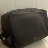 Wembley Black Logo Leather Wash Bag