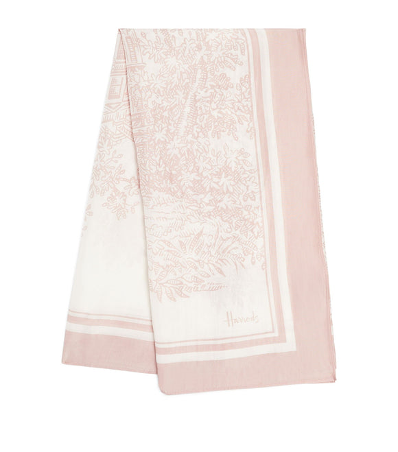 Harrods Pink Print Silk Scarf