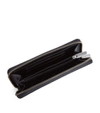 Leather Kensington Long Zip Wallet Black