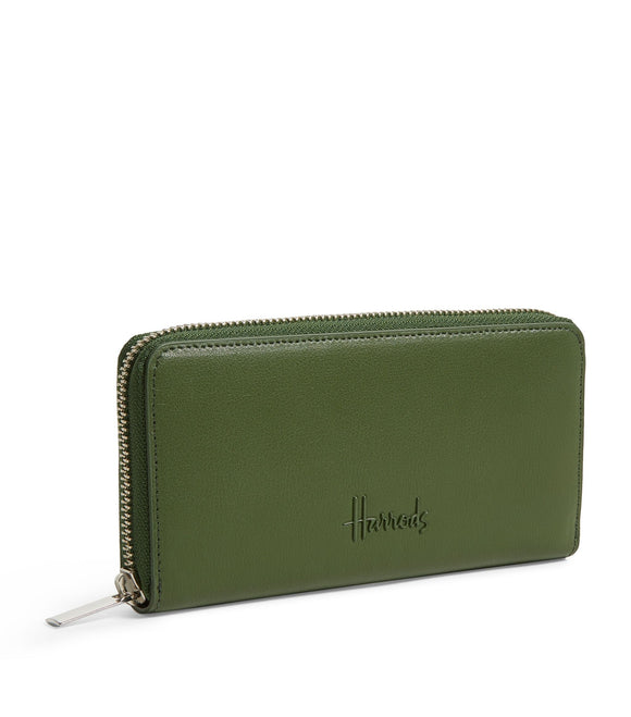 Leather Kensington Long Zip Wallet Green