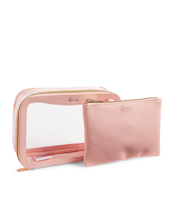 Transparent Oxford Pink Cosmetic Bag Set