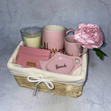 Pink Mug, Espresso with Card Holder Basket