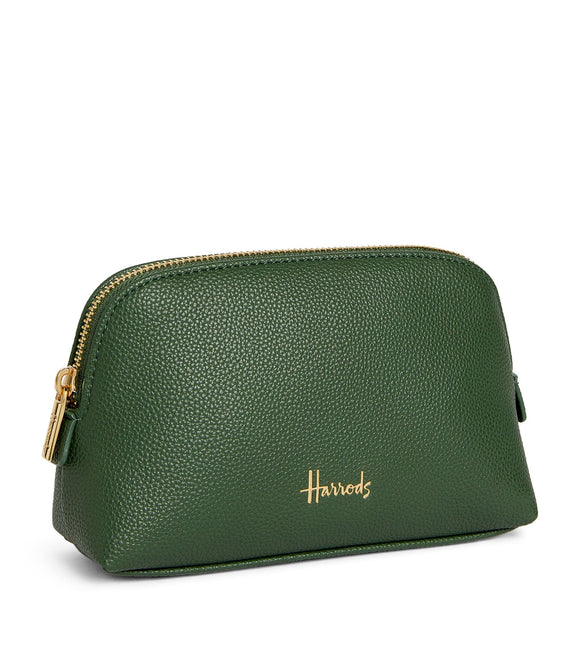 Harrods Oxford Green Half Moon Cosmetic Bag